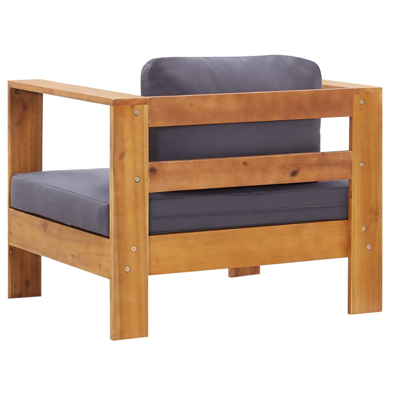 Dealsmate  Garden Sofa Chair with Cushion Dark Grey Solid Acacia Wood