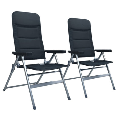 Dealsmate  Reclining Garden Chairs 2 pcs Aluminium Black