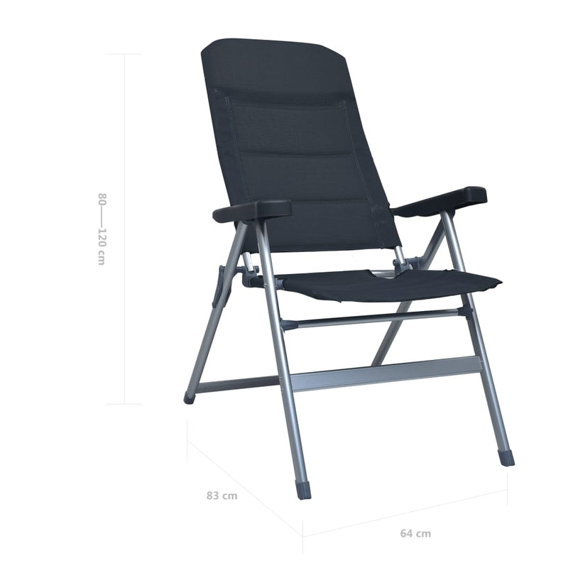 Dealsmate  Reclining Garden Chairs 2 pcs Aluminium Black
