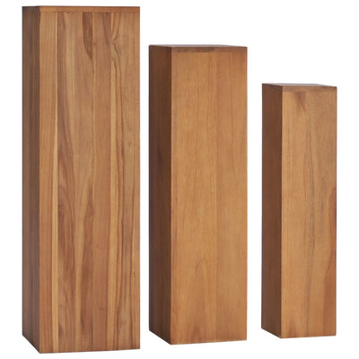 Dealsmate  3 Piece Plant Stand Set Solid Teak Wood