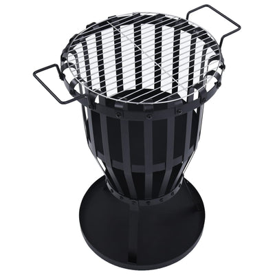 Dealsmate  Garden Fire Pit Basket with BBQ Grill Steel 47.5 cm
