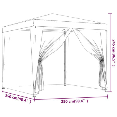 Dealsmate  Party Tent with 4 Mesh Sidewalls 2.5x2.5 m White