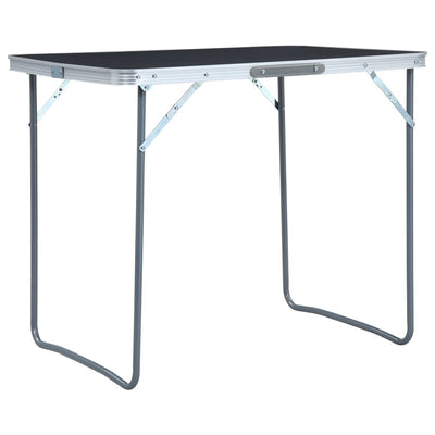 Dealsmate  Foldable Camping Table with Metal Frame 80x60 cm Grey
