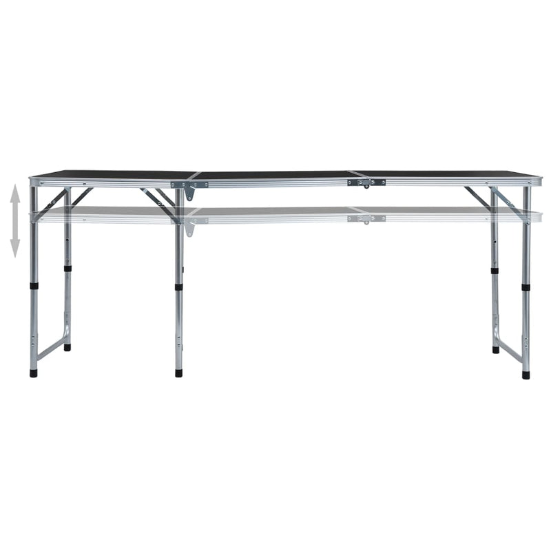 Dealsmate  Foldable Camping Table Grey Aluminium 180x60 cm