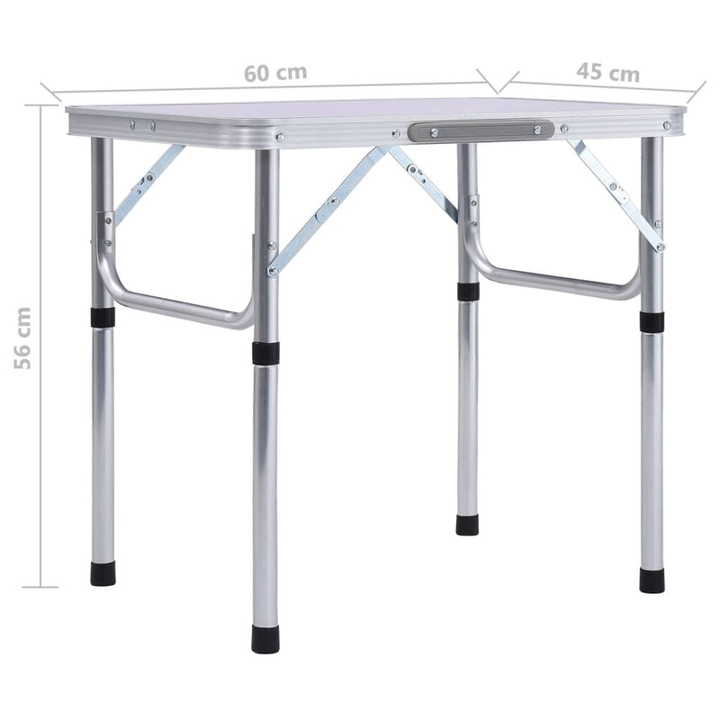 Dealsmate  Folding Camping Table White Aluminium 60x45 cm