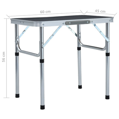 Dealsmate  Folding Camping Table Grey Aluminium 60x45 cm