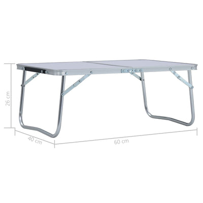Dealsmate  Folding Camping Table White Aluminium 60x40 cm