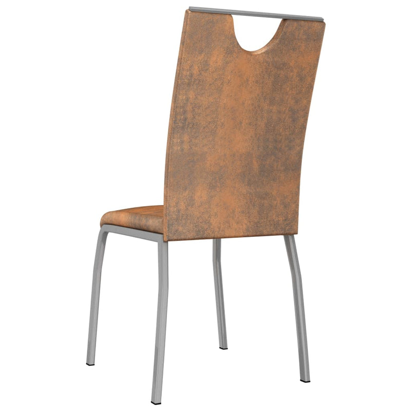 Dealsmate  Dining Chairs 2 pcs Suede Brown Faux Leather