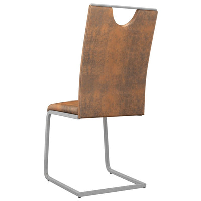Dealsmate  Dining Chairs 4 pcs Suede Brown Faux Leather