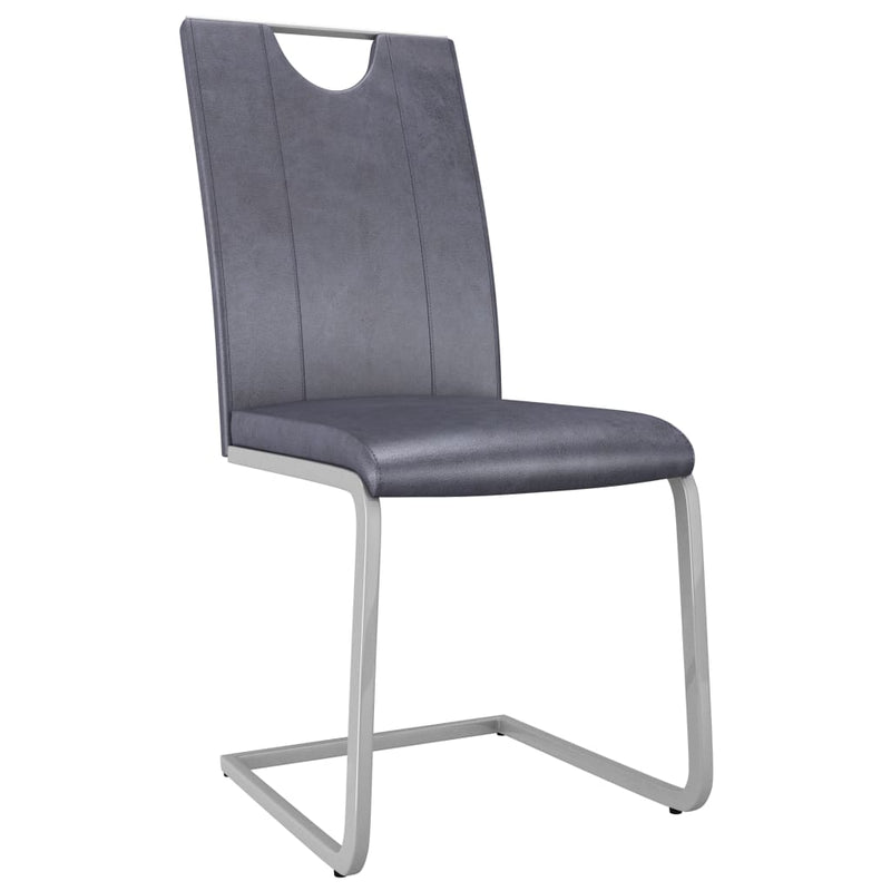 Dealsmate  Dining Chairs 4 pcs Suede Grey Faux Leather