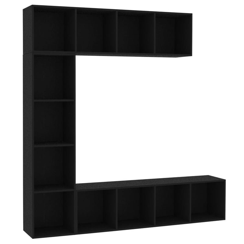 Dealsmate  3 Piece Book/TV Cabinet Set Black 180x30x180 cm
