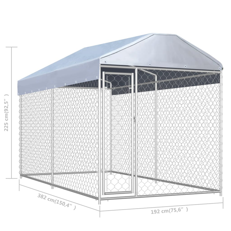Dealsmate  Outdoor Dog Kennel with Canopy Top 382x192x225 cm