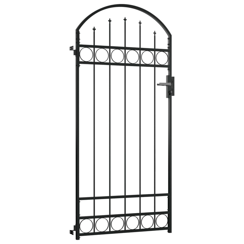Dealsmate  Fence Gate with Arched Top Steel 89x200 cm Black