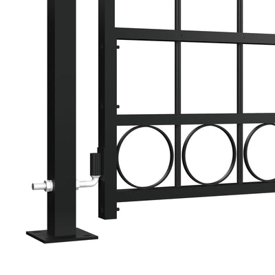 Dealsmate  Fence Gate with Arched Top and 2 Posts 105x204 cm Black