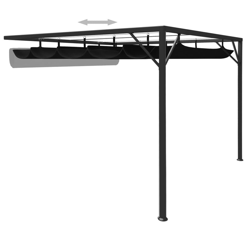 Dealsmate  Garden Wall Gazebo with Retractable Roof Canopy 3x3 m Anthracite