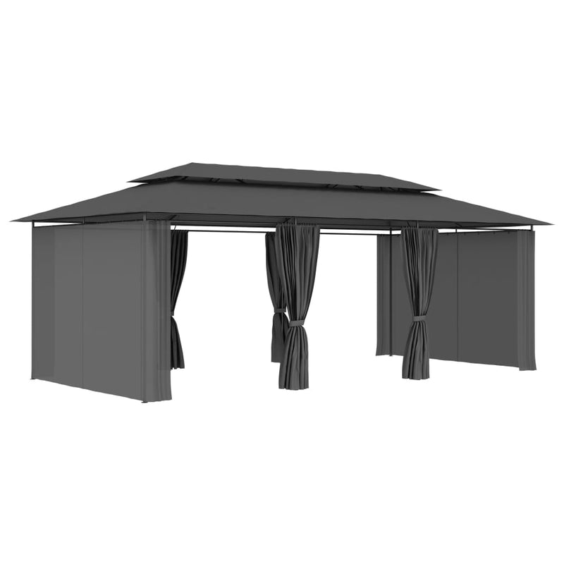 Dealsmate  Gazebo with Curtains 600x298x270 cm Anthracite