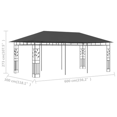 Dealsmate  Gazebo with Mosquito Net 6x3x2.73 m Anthracite