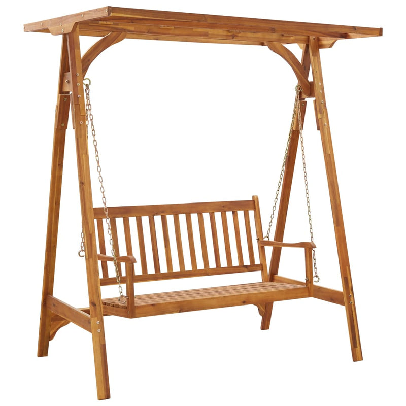 Dealsmate  Garden Swing Bench with Canopy Solid Acacia Wood