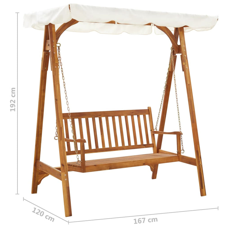 Dealsmate  Garden Swing Bench with Canopy Solid Acacia Wood