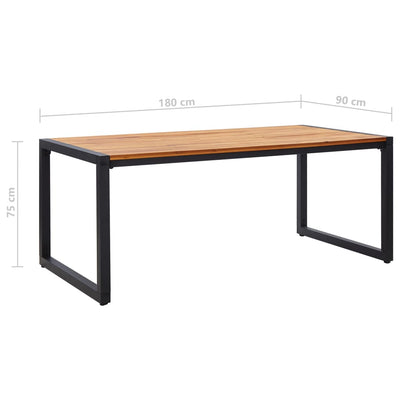 Dealsmate  Garden Table with U-shaped Legs 180x90x75 cm Solid Acacia Wood