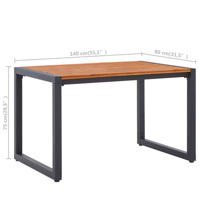 Dealsmate  Garden Table with U-shaped Legs 140x80x75 cm Solid Acacia Wood