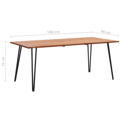Dealsmate  Garden Table with Hairpin Legs 180x90x75 cm Solid Acacia Wood