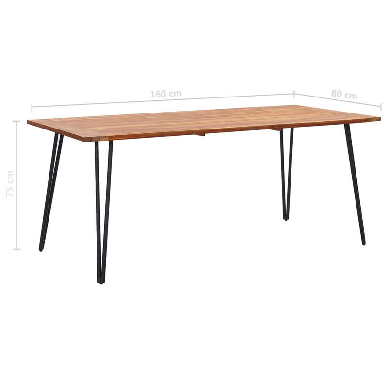 Dealsmate  Garden Table with Hairpin Legs 160x80x75 cm Solid Acacia Wood