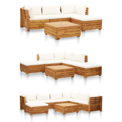 Dealsmate  Sectional Footrest 1 pc with Cushion Solid Acacia Wood