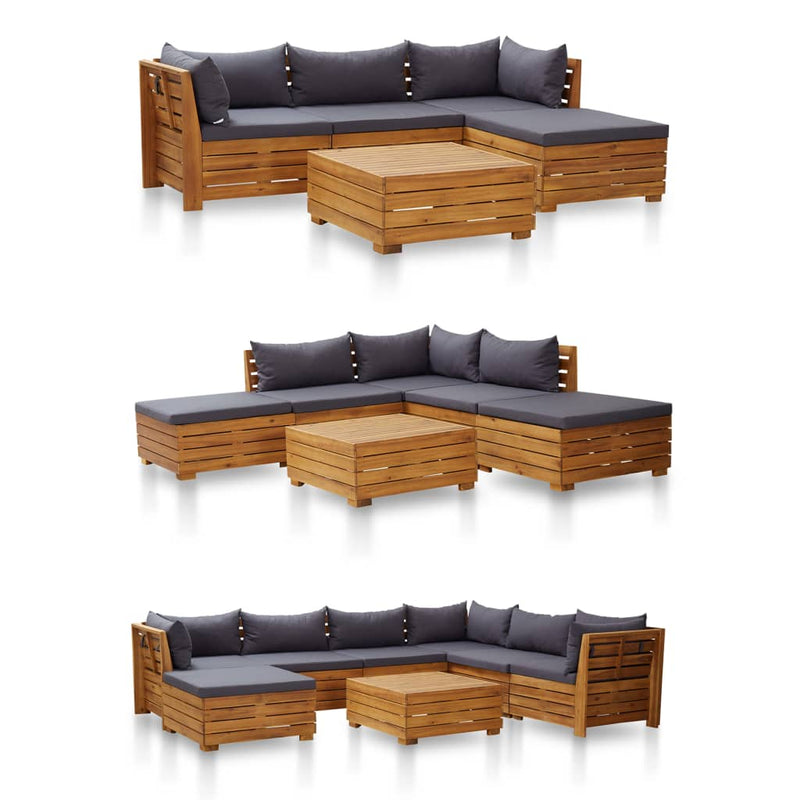 Dealsmate  Sectional Middle Sofa 1 pc with Cushions Solid Acacia Wood