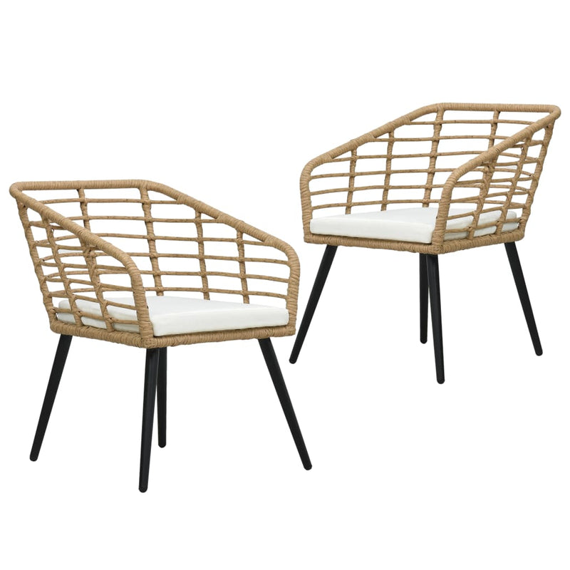 Dealsmate  Garden Chairs with Cushions 2 pcs Poly Rattan Oak