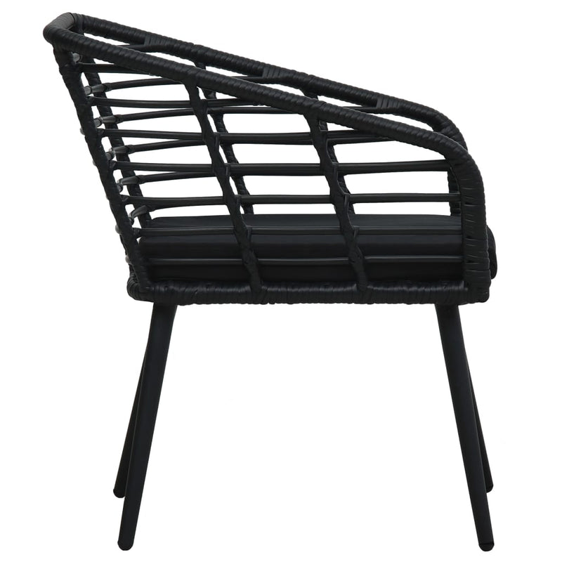 Dealsmate  Garden Chairs with Cushions 2 pcs Poly Rattan Black