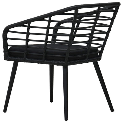Dealsmate  Garden Chairs with Cushions 2 pcs Poly Rattan Black