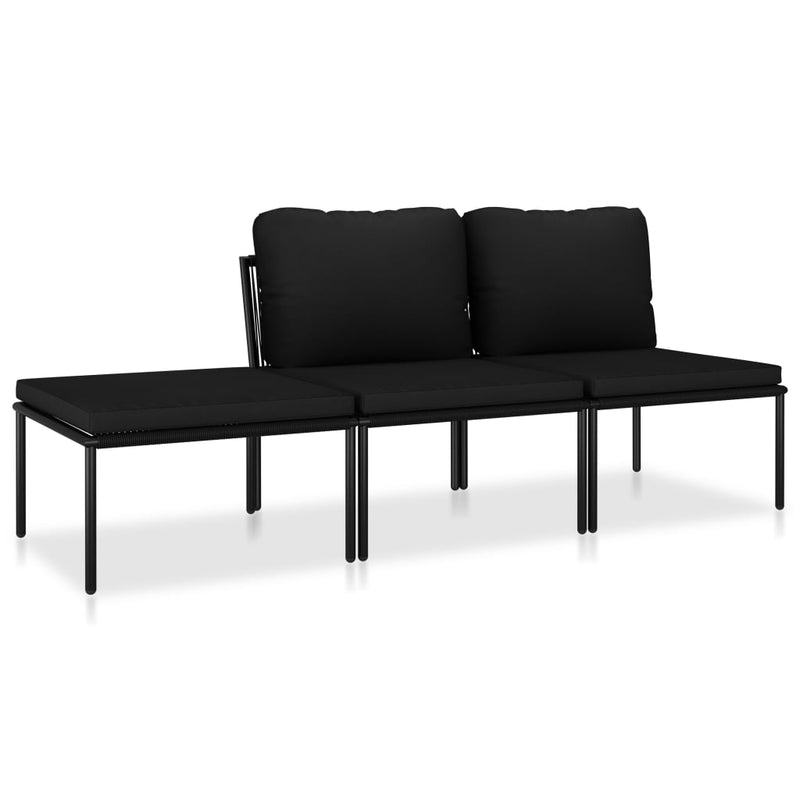 Dealsmate  3 Piece Garden Lounge Set with Cushions Black PVC