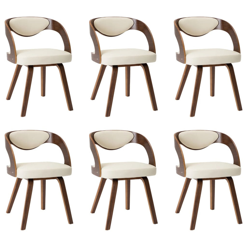 Dealsmate  Dining Chairs 6 pcs Cream Bent Wood and Faux Leather