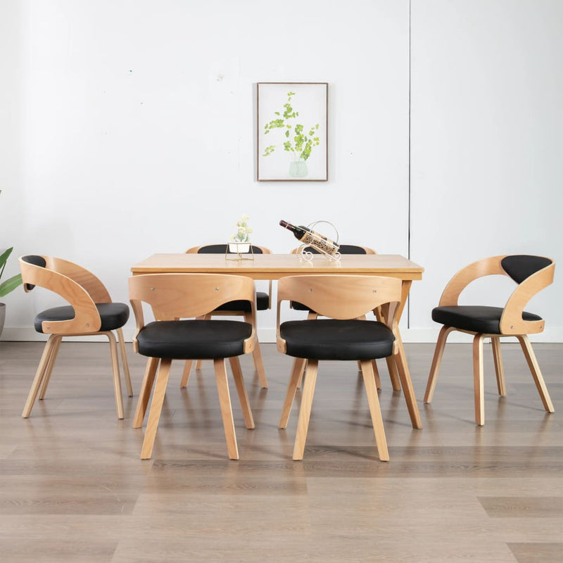 Dealsmate  Dining Chairs 6 pcs Black Bent Wood and Faux Leather