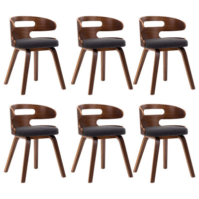 Dealsmate  Dining Chairs 6 pcs Dark Grey Bent Wood and Fabric