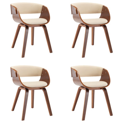 Dealsmate  Dining Chairs 4 pcs Cream Bent Wood and Faux Leather