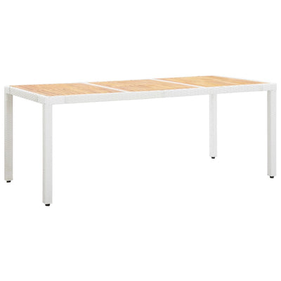 Dealsmate  Garden Table White 190x90x75 cm Poly Rattan and Solid Acacia Wood