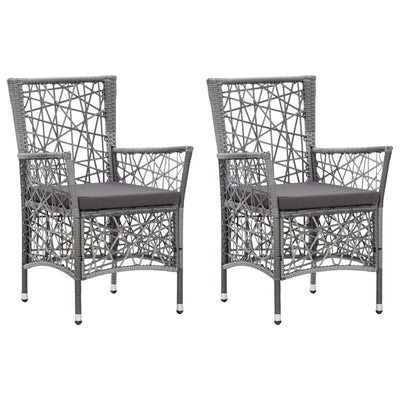 Dealsmate  Outdoor Chairs 2 pcs with Cushions Poly Rattan Grey
