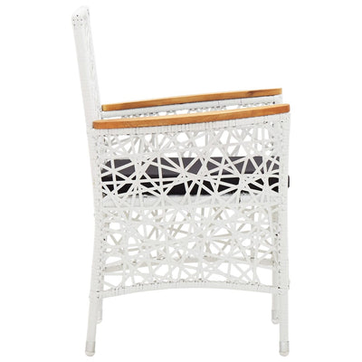 Dealsmate  Outdoor Chairs 2 pcs with Cushions Poly Rattan White