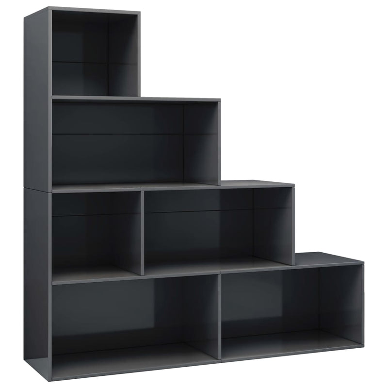 Dealsmate  Book Cabinet/Room Divider High Gloss Grey 155x24x160 cm Engineered Wood