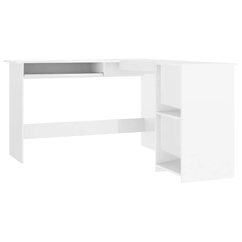 Dealsmate  L-Shaped Corner Desk High Gloss White 120x140x75 cm Engineered Wood