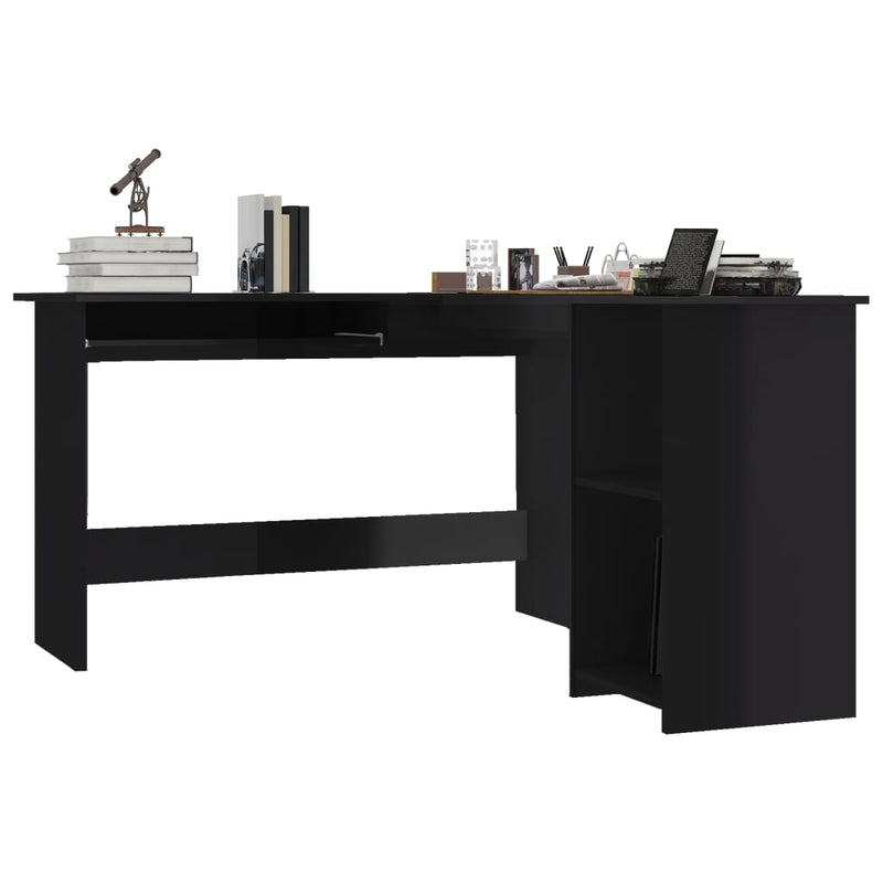 Dealsmate  L-Shaped Corner Desk High Gloss Black 120x140x75 cm Engineered Wood