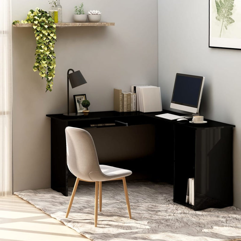Dealsmate  L-Shaped Corner Desk High Gloss Black 120x140x75 cm Engineered Wood