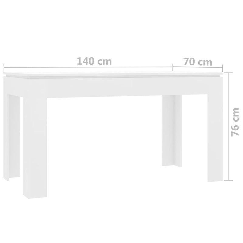 Dealsmate  Dining Table White 140x70x76 cm Chipboard