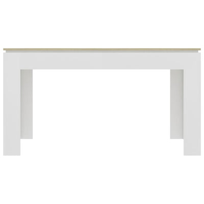 Dealsmate  Dining Table White and Sonoma Oak 140x70x76 cm Chipboard