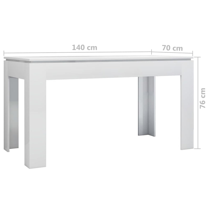 Dealsmate  Dining Table High Gloss White 140x70x76 cm Chipboard