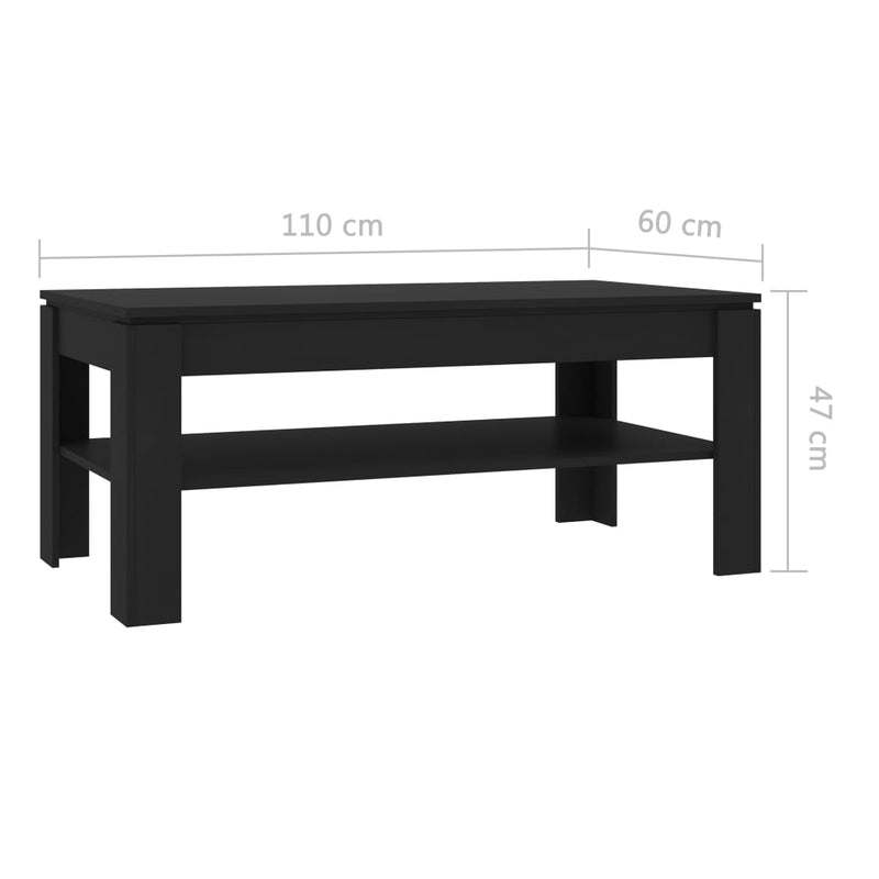 Dealsmate  Coffee Table Black 110x60x47 cm Chipboard