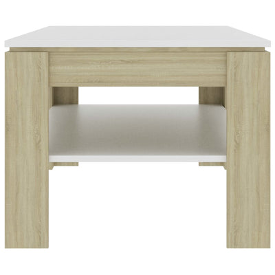 Dealsmate  Coffee Table White and Sonoma Oak 110x60x47 cm Chipboard