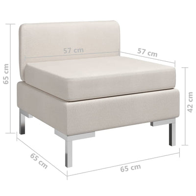 Dealsmate  Sectional Middle Sofa with Cushion Fabric Cream